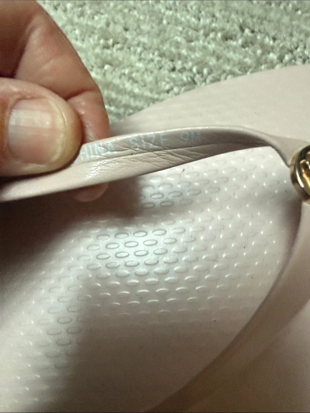 Tory Burch Pale Pink Gold Logo 1” heel Flip Flops
